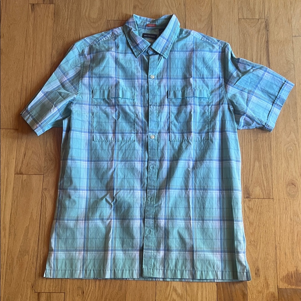 Van Heusen Aqua Plaid Classic Fit Shirt